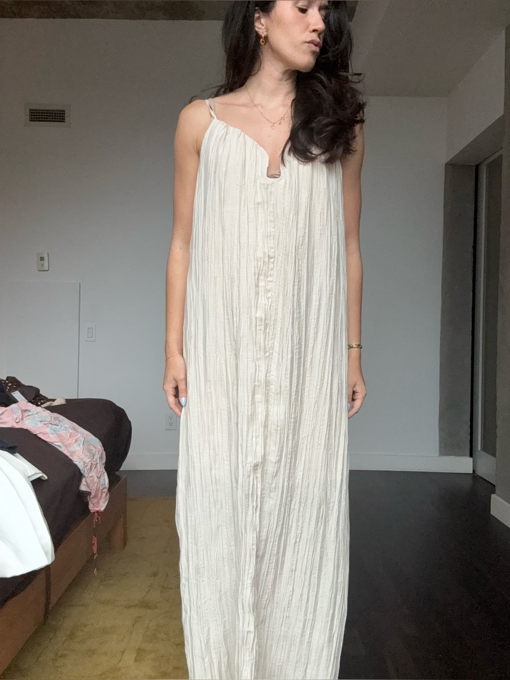 H&M Cream Maxi Dress with Thin Straps size S